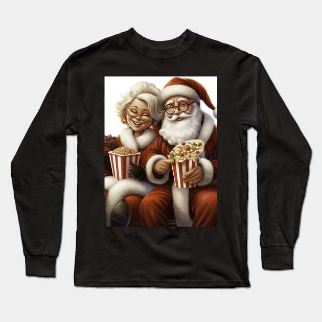 Santa Claus and his Mrs. Claus on white background Long Sleeve T-Shirt by Maverick Media